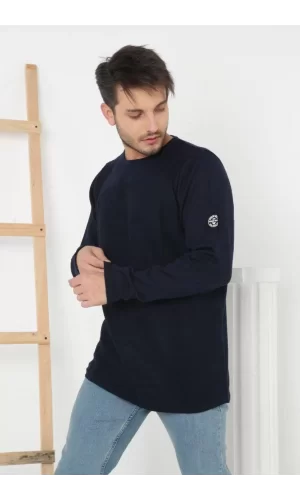 Luz&Pos Erkek Biskilet Yaka Kolu Armalı - Lacivert