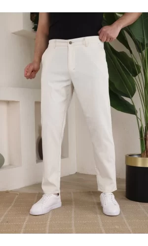Erkek Casual Slim Fit Cord Desenli Kumaş Pantolon