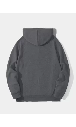 Luz&Pos Erkek Düz Kapüşonlu Sweat - Füme