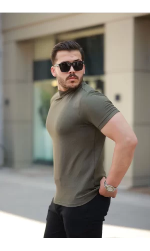 Erkek Ince çizgi Dokulu Kısa Kollu Tişört
