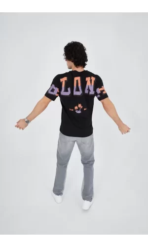 Luz&Pos Erkek Ön Ve Arka Baskılı T-shirt - Siyah