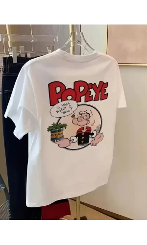 Luz&Pos Erkek Oversize Tişörtü  Popeye The Sailor Retro Vintage Ispanak | Hediye Olarak İdealdir, Farklı Boyutları Mevcuttur. - Beyaz