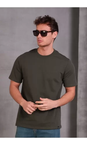 Erkek Relax Fit Bisiklet Yaka %100 Pamuk Rahat Kesim Basic Tişört
