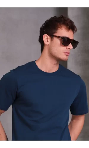 Erkek Relax Fit Bisiklet Yaka %100 Pamuk Rahat Kesim Basic Tişört
