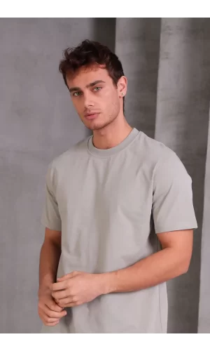 Erkek Relax Fit Bisiklet Yaka %100 Pamuk Rahat Kesim Basic Tişört