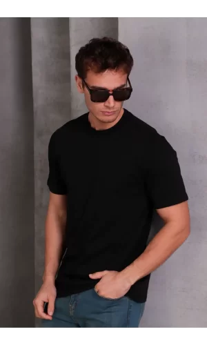 Erkek Relax Fit Bisiklet Yaka %100 Pamuk Rahat Kesim Basic Tişört