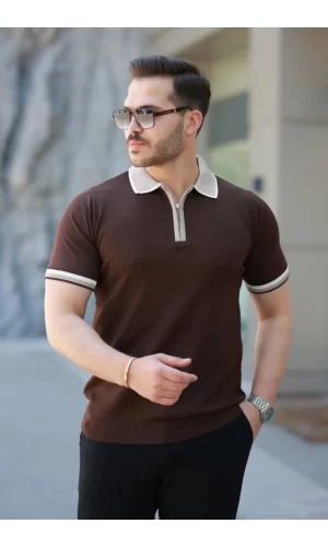 Erkek Renkli Yaka Kısa Kollu Tişört