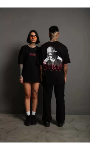 Luz&Pos Erkek Sırt Baskılı Oversize T-shirt - Siyah