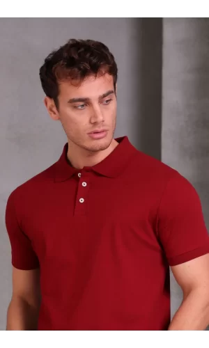 Erkek Slim Fit Pamuklu Yumuşak Doku Nefes Alan Kumaş Yakalı Tişört