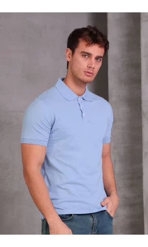 Erkek Slim Fit Pamuklu Yumuşak Doku Nefes Alan Kumaş Yakalı Tişört