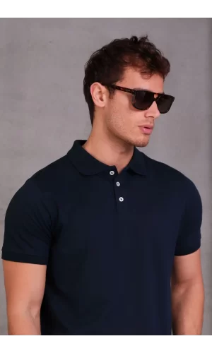 Erkek Slim Fit Pamuklu Yumuşak Doku Nefes Alan Kumaş Yakalı Tişört