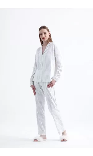 Espuar 775 Kadın Çizgili Penye Pijama Takımı