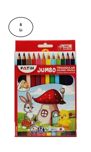 Fatih Jumbo Üçgen Triangular Kuruboya Kalemi 12 Renk 6lı