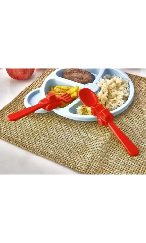 Figürlü Mama Çatal Kaşık Seti - Kırmızı