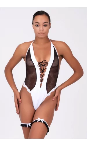 File Ve Dantelden İmal Edlimiş Önü Kurdelalı Şık Özel Babydoll 51194