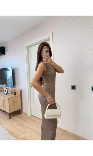 Luz&Pos Fitilli Triko Elbise Maxi Uzun Boy - Vizyon