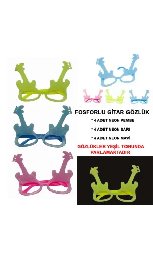 Fosforlu Gitar Glow Parti Gözlüğü 12 adet