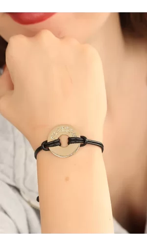FREEDOM (Özgür) Siyah Deri İpli Unisex Mood Bileklik