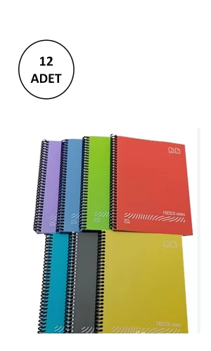 FRESCO Spiralli Plastik Defter A4 72 Yaprak Kareli GP.3-4933000-2011 12 Adet