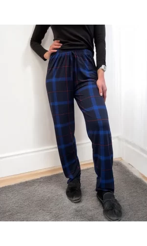 Freshness 801 Bayan Beli Lastikli Ekose Süet Tek Pijama Altı