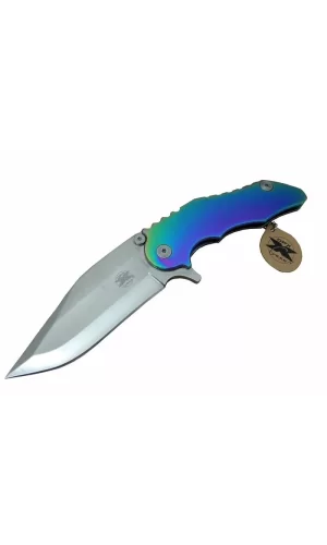 Gear Wl 9115 Outdoor Çakı 23 Cm - Metal Gökkuşağı Sap, Otomatik, Kılıflı