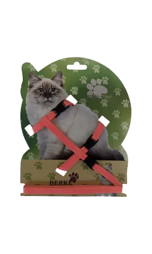 Gezdirme Kayışlı Dokuma Kedi Göğüs Tasma Seti 20*32-120 cm Kiremit