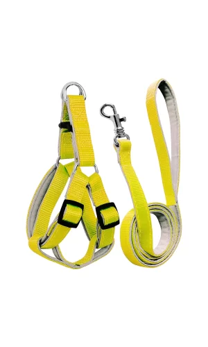 Gezdirme Kayışlı Dokuma Köpek Göğüs Tasma Seti 40*60-110 cm Sarı