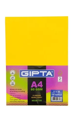 Gıpta 1530 A4 5 Neon Renk 100 lü Fotokopi Kağıdı