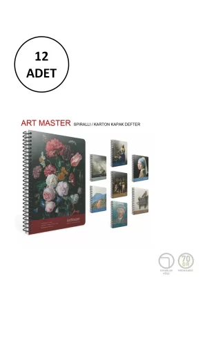 Gıpta Art Master Spiralli Karton Kapak 19x26 cm Çizgili 100 yp 12 Adet