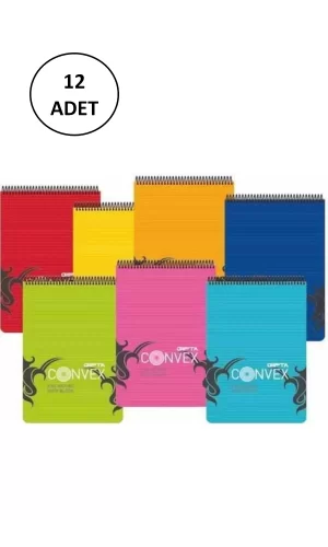 Gıpta Convex Bloknot A-4 Spiralli Pp Kapak 100 Yaprak Çizgili 12 Adet