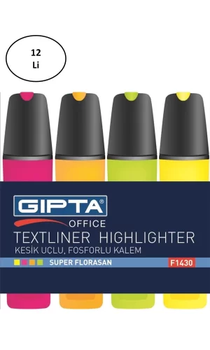 Gıpta Fosforlu Kalem 5Mm Kesik Uç Mavi 12li