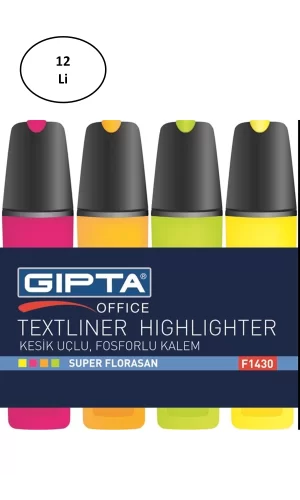 Gıpta Fosforlu Kalem 5Mm Kesik Uç Sarı 12li