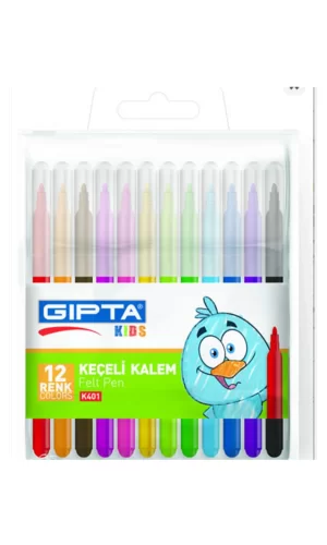 Gıpta Keçeli 12 Renk Boya Kalemi Pvc Çantalı