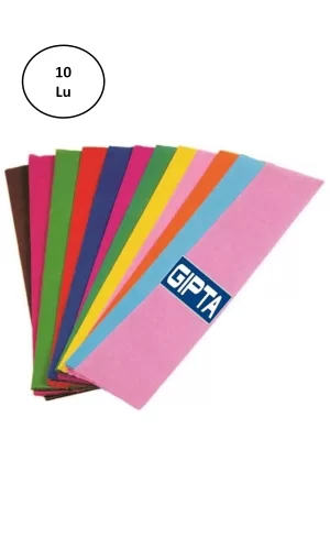 Gıpta Renkli Krapon Kağıdı 50cm X 2mt Karışık (10 Lu Paket)