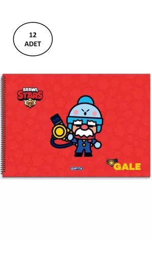 Gıpta Resim Defteri Spiralli 15 Yaprak 17X24 Brawl Star 12li Paket