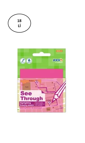 Gıpta Şeffaf Postit 76X76 Yarı Saydam Neon Pembe 50 Yaprak