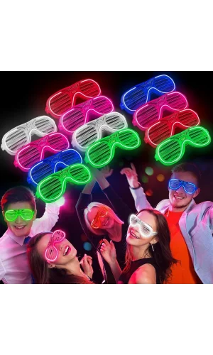 Glow Işıklı Panjur Parti Gözlüğü 12 Adet