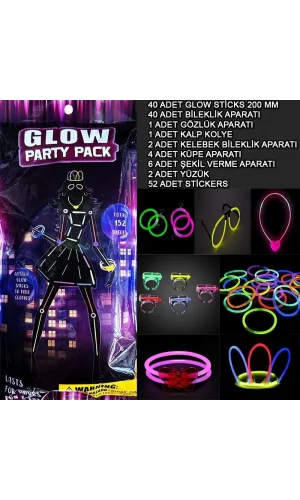 Glow Parti Seti 152 Parçalık Lüks Glow  Kostüm Seti