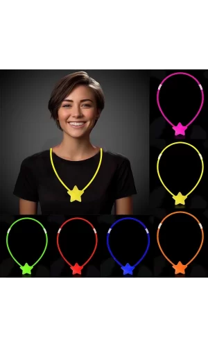 Glow  Yıldız Kolye - Glow Kolye - Glow Stick Partisi Yıldız Kolye 6 Adet