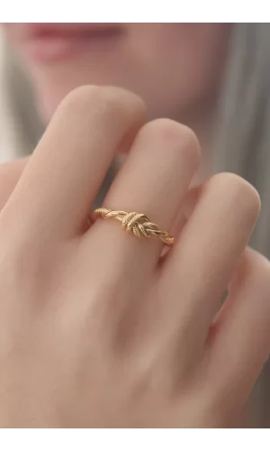 Gold Renk Halat Düğüm Model Kadın Yüzük