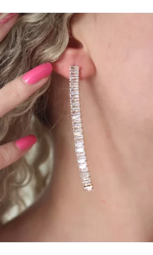 Gold Renk Zirkon Taşlı Kadın Küpe