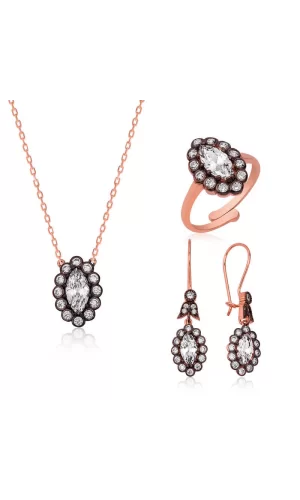 Luz&Pos Gümüş Elmas Montür Bayan Set