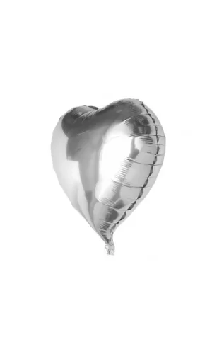 Gümüş Rengi Kalp Folyo Balon 60 Cm.