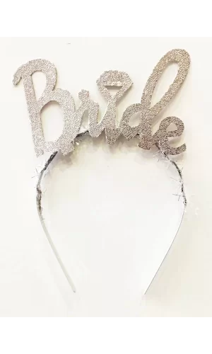 Gümüş Renk Bekarlığa Veda İtalik Yazı Alyanslı Bride Taç