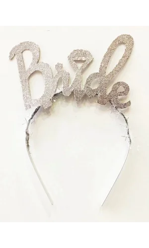 Gümüş Renk Bekarlığa Veda İtalik Yazı Alyanslı Bride Taç