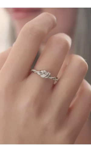 Gümüş Renk Halat Düğüm Model Kadın Yüzük