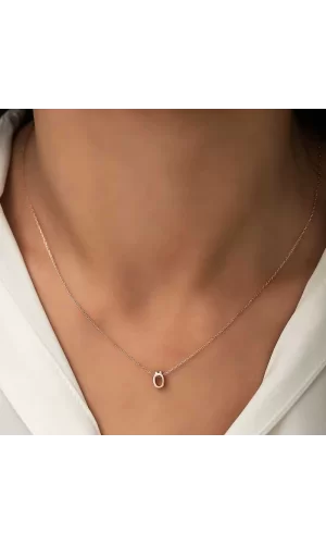 Luz&Pos Gümüş Rose 3 Boyutlu Ö Harf Bayan Kolye