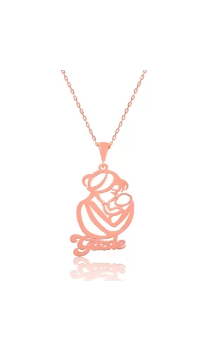 Luz&Pos Gümüş Rose İsimli Anne Çocuk Sevgisi İsimli Kolye