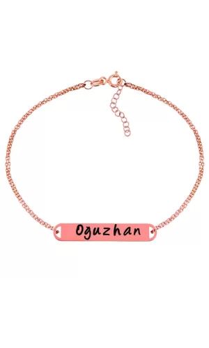 Luz&Pos Gümüş Rose Kişiye Özel İsimli Bayan Bileklik