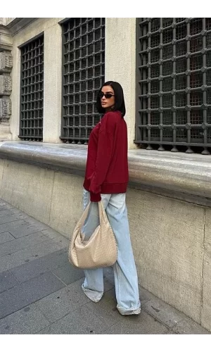 Gümüş Taşlı Sweatshirt 8052